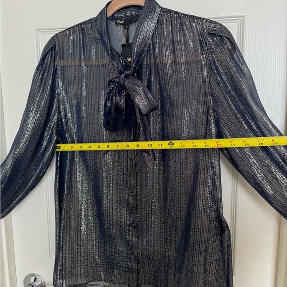 Maje - sheer navy and gold blouse - Size 1 - Picture 9 of 11
